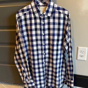 Billy Reid Navy and White Plaid Men's Shirt